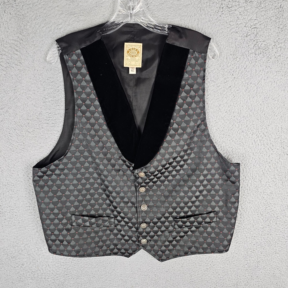 Wah Maker Vest Men XL Frontier Clothing Geometric Velvet Lapel Western USA